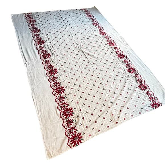 Martha Stewart cotton Christmas tablecloth farmhouse cottage style rectangle - Picture 1 of 8